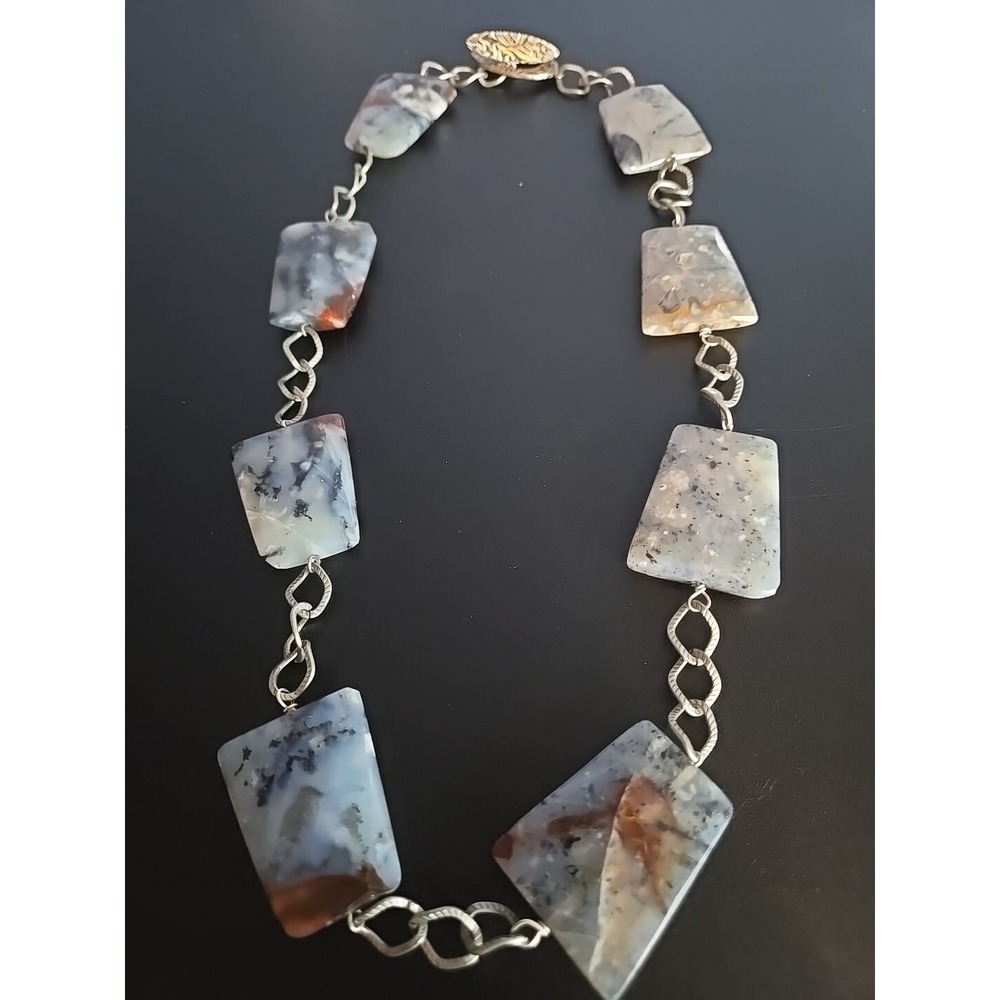 Vintage Unknown Polished Gemstones Necklace 24"